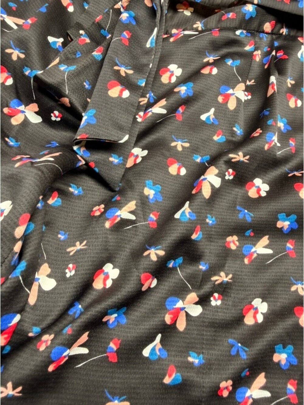I Love Ronson Floral Ankle Pants Women's Size 4 Black Tapered Tie Waist Career